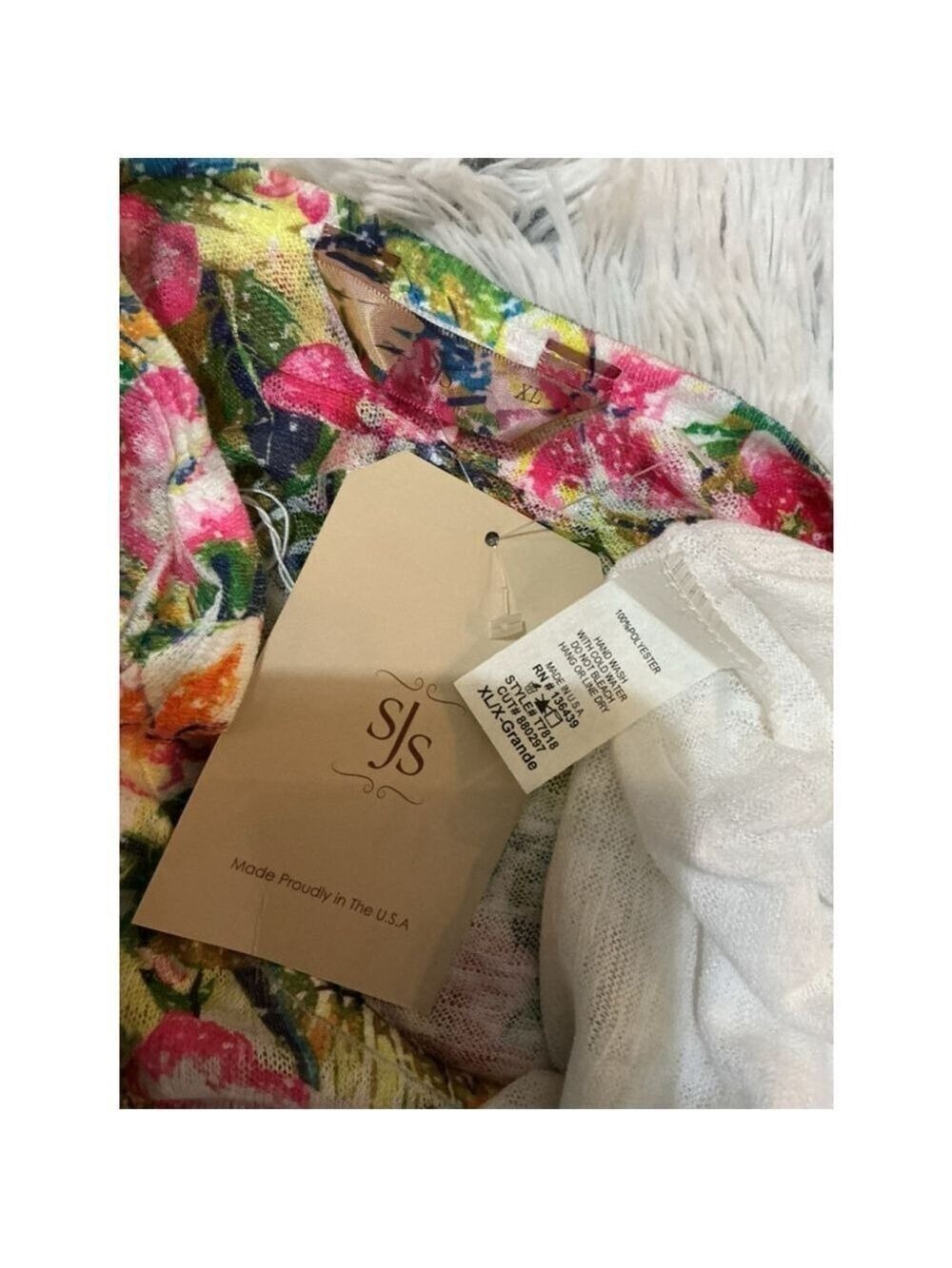 Women's SJS Floral Print Tank or swim cover up XL White Multi new with tags - Picture 2 of 11
